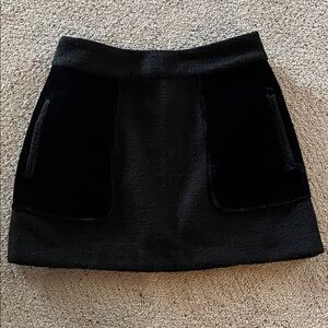 River Island Black Textured Mini Skirt with velvet pockets and gold zipper